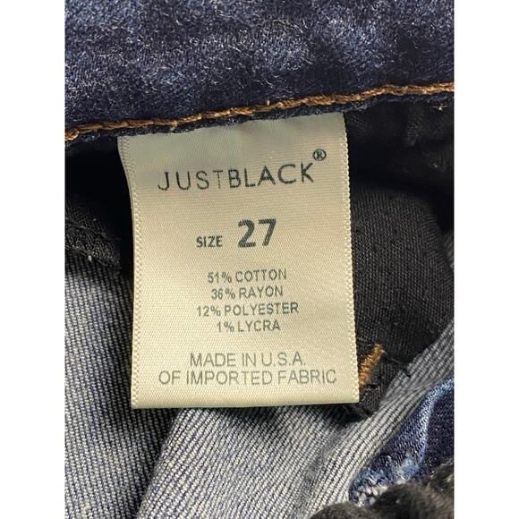 Just Black Women’s Dark Wash Tapered Leg Raw Hem Jeans Size 27 - Picture 8 of 8